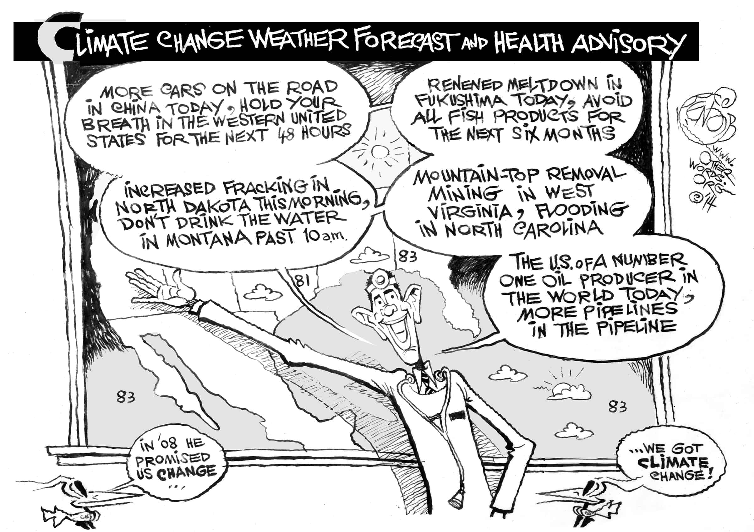 A Change in the Weather, an OtherWords cartoon by Khalil Bendib